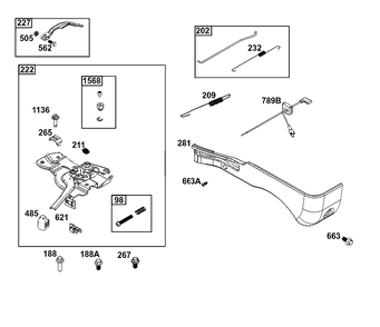 Controls Group Diagram and Parts List for 83132-1153-H5  Briggs and Stratton Engine